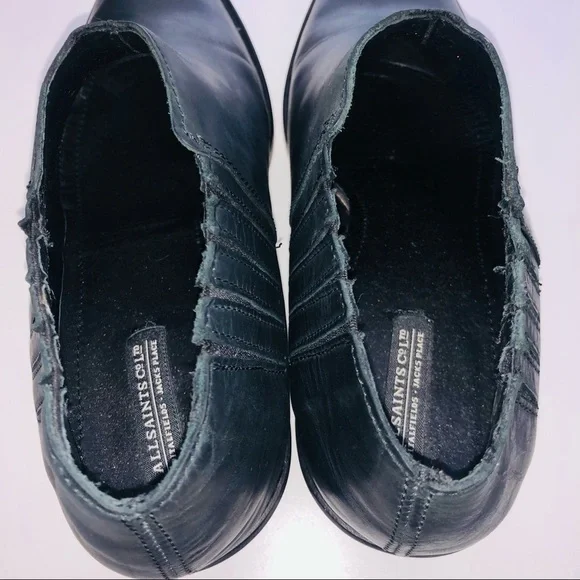 All Saints Black Leather Utilitarian Western Ankle Boots/Booties size 40 | US 10 - Picture 9 of 13